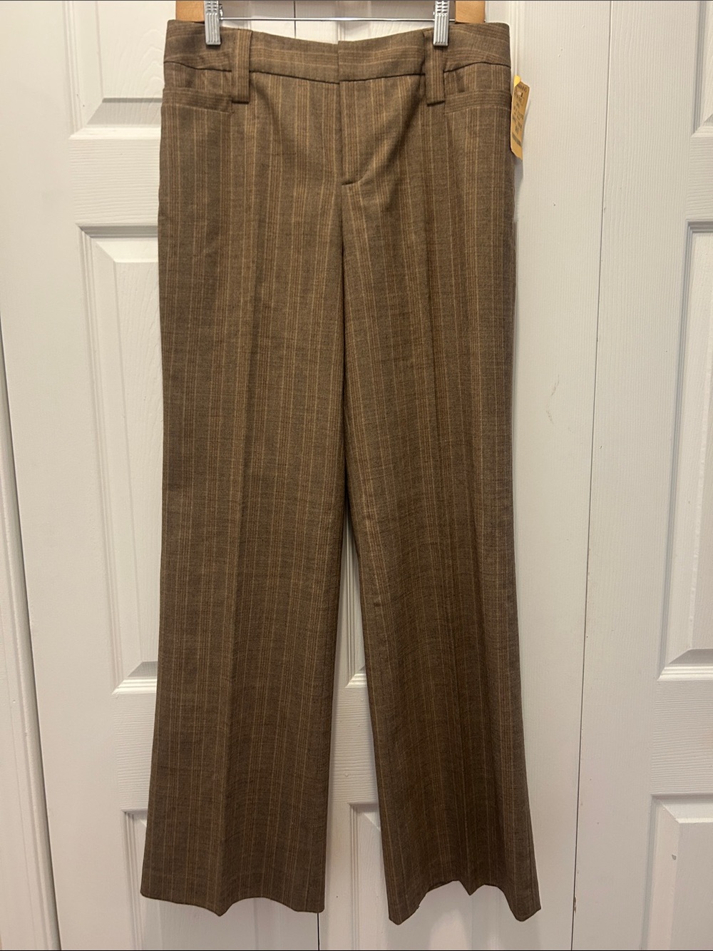 Vintage Women's Brown Pinstripe Trousers - Classic Tailored Fit